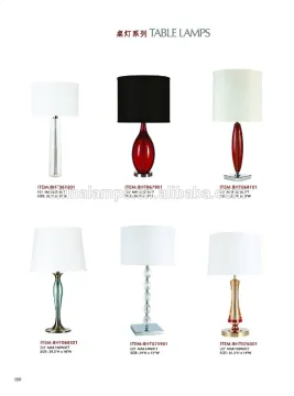 2016 new arrived living room furniture clear glass table lamps with black fabric lampshade for coffee shop furniture supply