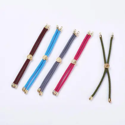 Brass Findings and Platinum Plated Nylon Cord Bracelet Components for Crafting