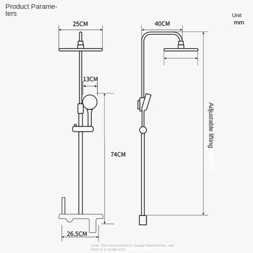 Piano Button Brass 4 Functions Thermostatic Shower Set