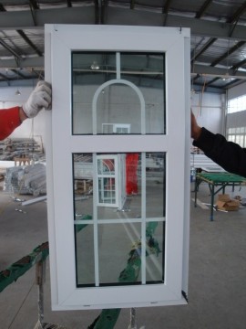 French style PVC casement window with geometric grill