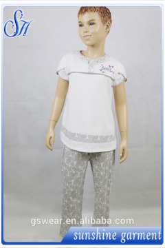 Custom Printing Knitted Cotton Type Kids Pajamas For Girls