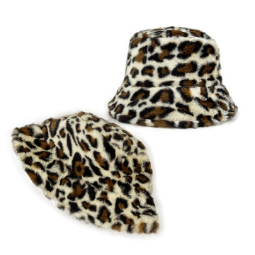 Trendy Leopard Print Fisherman's Bucket Hat: Άνετο μείγμα ακρυλικού και αρνιού για φθινόπωρο/χειμώνα