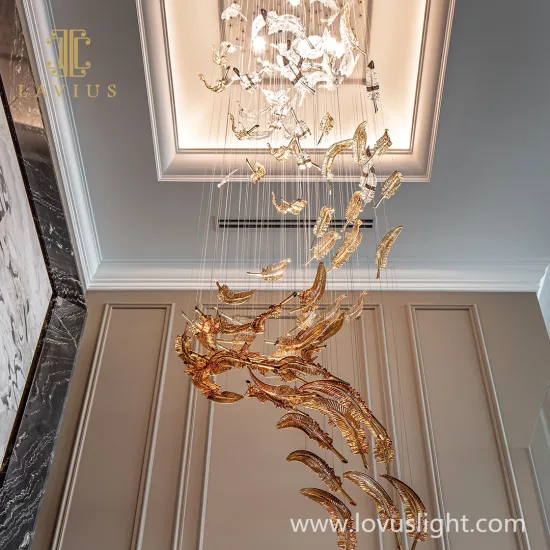 Large creative maple leaf shape chandelier lavius original custom chandelier hotel hotel lobby villa chandelier