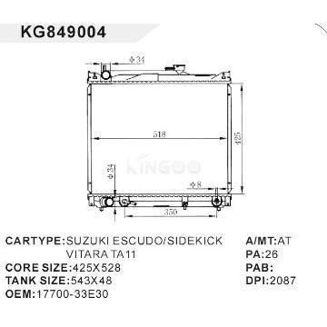 auto radiator car:SUZUKI ESCUDO/SIDEKICK VITARA TA111 OEM:17700-33E30