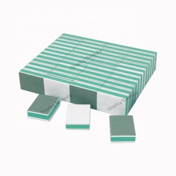 Custom Logo Mini Square Double-Sided Green EVA Nail Buffer Shader