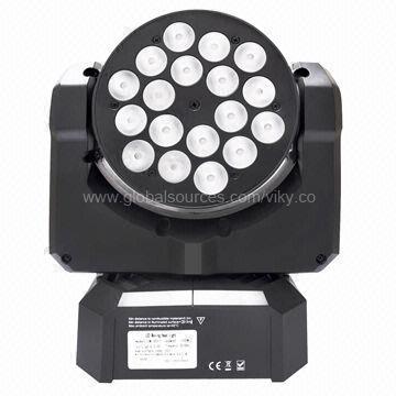 LED Moving Head Light with Mini Size and Excellent Color Mixing, 18x9W 3-in-1 LED