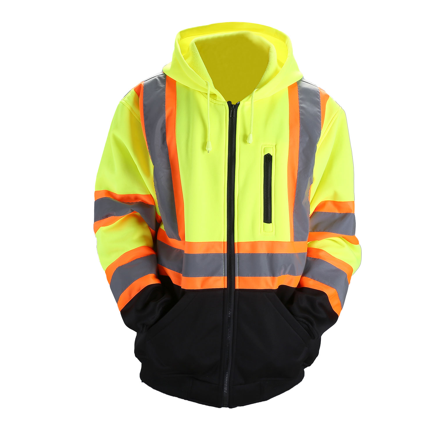 Őszi ruhadarab sárga hi vis vis biztonsági fényvisszaverő kabát