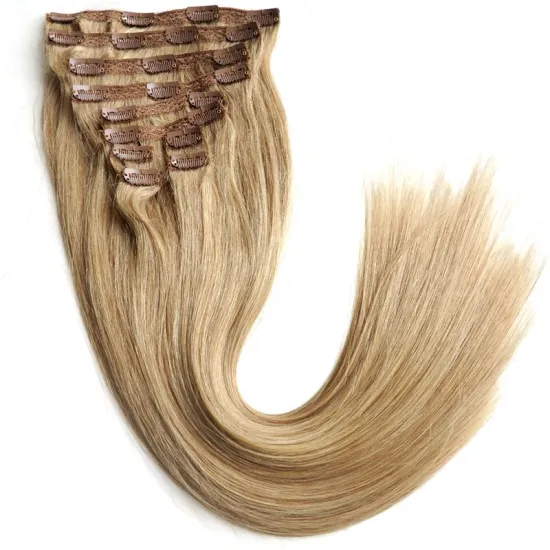 Larger Stock Wholesale 10PCS /SET 22Inch Thick 220G Remy Virgin 100% Human Hair Clip In Hair Extension