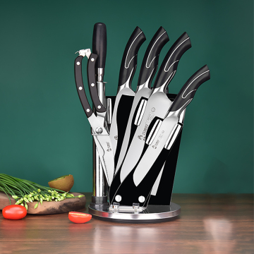 QXF 7-Piece Stainless Steel Kitchen Knife Set with Acrylic Holder