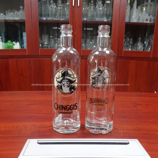 Cheap gold decaled fancy liquor bottles 750ml glass vodka