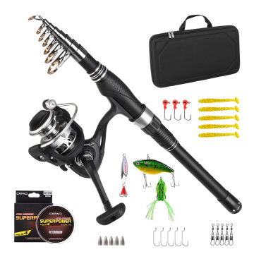 New Arrival Portable Carbon Telescopic Fishing Rod and Spinning Reel Combo with Lures and Accessories