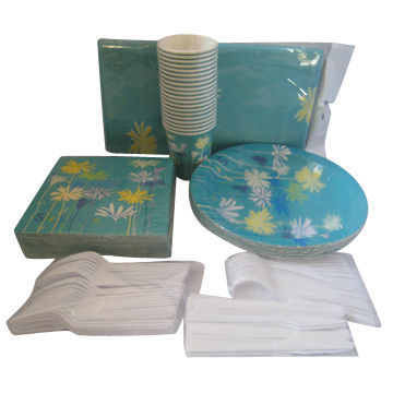 Partyware, made of 100% paper, with printing