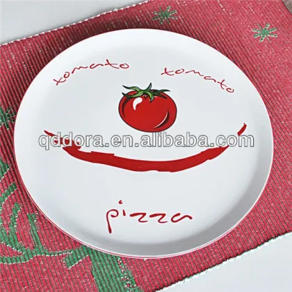 red and white China pizza porcelain plate