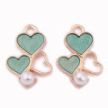 New Arriving Three Heart Pearl Enamel Heart Charm Pendants For DIY Earring Jewelry Accessories