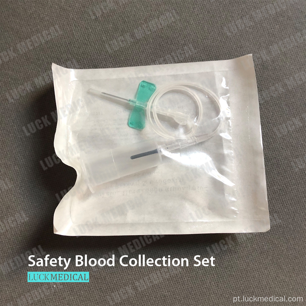 Conjunto de coleta de sangue alado de segurança descartável