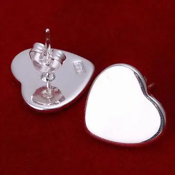 Sterling Silver Stud Earring, Heart Card Earring, Marked with Words On The Earring