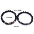 Pulsera de cuentas negras 2PCS