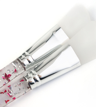 Pinceau de maquillage pour le visage en silicone à manche transparent pour masque