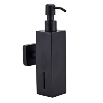 Modern Black Stainless Steel Wall-Mounted Liquid Soap Dispenser for Hotels