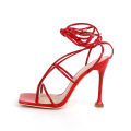 Toe-Strap Lace-Up Stiletto Sandals
