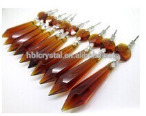 coffee color glass icicle U drop crystal chandelier parts