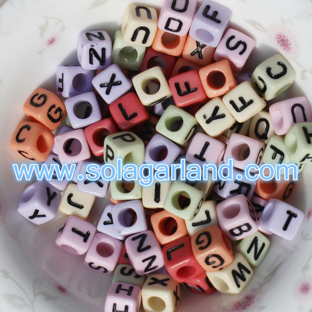 6x6MM Acrylic Alphabet Letter Cube Beads