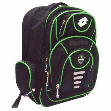Green Piping Backpack with Many Zipper Pockets, Customized Colors Available