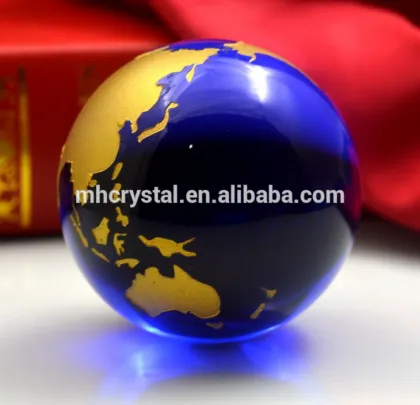 Cobalt Blue Art Glass World Globe Map Paperweight MH-Q0197