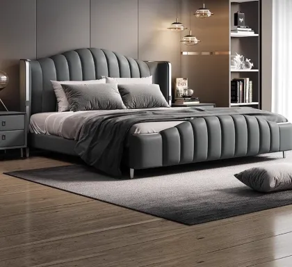 Large Deluxe Modern House Platform Bed Frame Solid Wood Wall Bed