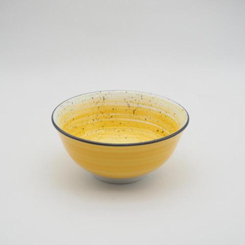 Cena de porcelana de cerámica de cerámica amarilla de estilo de lujo a mano