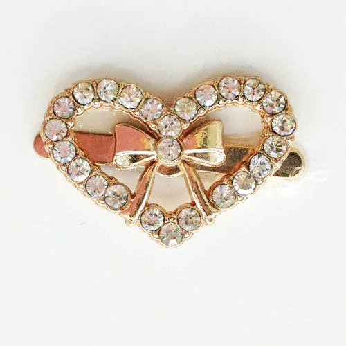 Heart Shaped Shoe Clips with Bowknot Embellishment