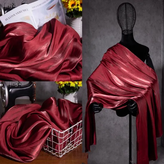 Crystal silk pearlescent fabric soft, bright and delicate silky draping designer fabric skirt shirt Diy sewing fabric wholesale