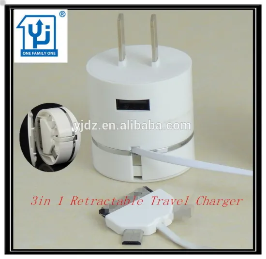 Bestest Customized New Design 4in1 Retractable Travel Charger for Smartphone
