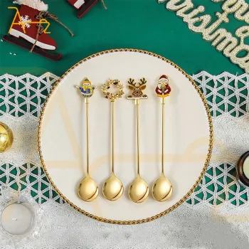 Cute Christmas Pattern Luxury Stainless Steel Cutlery Set: Gift Boxed Spoon and Fork