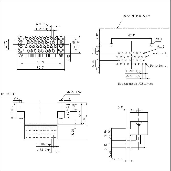 V.35R-F34XXXX01 V.35 RIGHT ANGLE DIP 34PIN FEMALE CONNECTOR