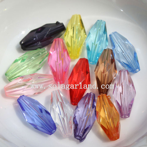 Chunky Transparent Acrylique Cristal Ovale À Facettes Perles Bicone comme Bijoux Spacer Charme