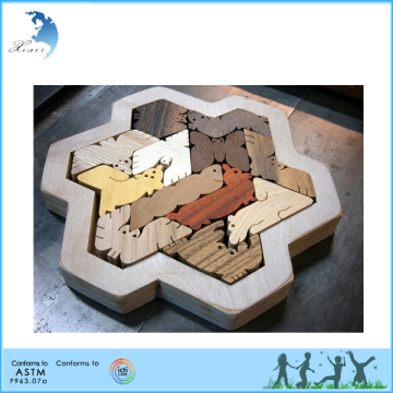 Brain teaser children 3d wooden puzzle