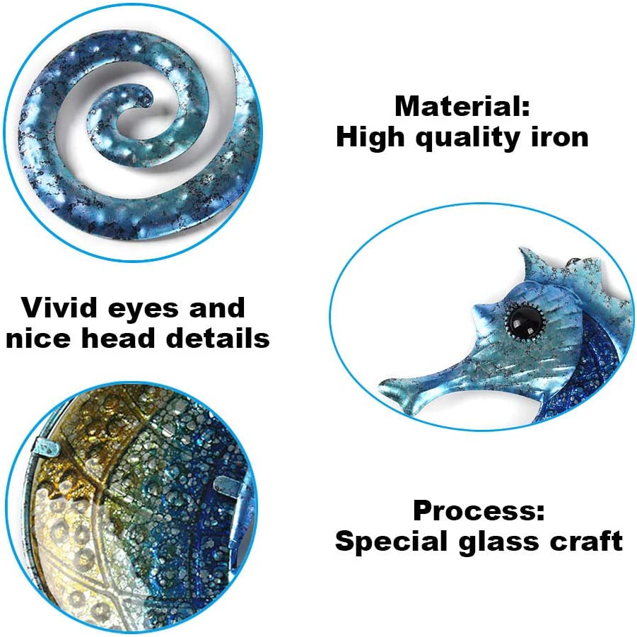 Μεταλλικό και γυαλί διακόσμηση τοίχου Seahorse