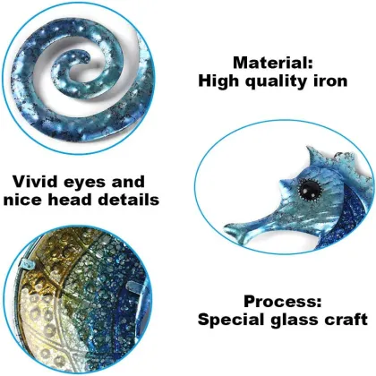 Metal and Glass Seahorse Wall Decor