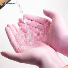 Розовые пищевые химические нитрильные перчатки