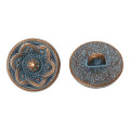 Bouton antique rond en métal avec motif de fleur