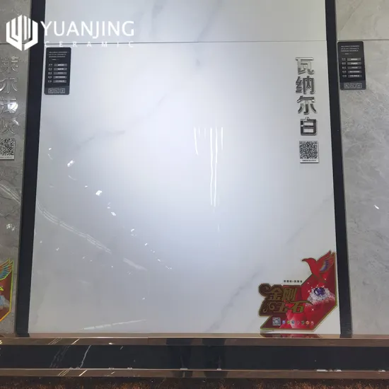 800x800mm White Glossy Marble Slab Porcelain Floor Tiles with Infinite Continuous Patterns and Anti-Slip Finish for Living Room