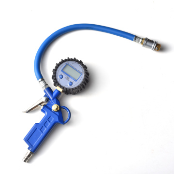 Tire Pressure Gauge with Hose and LED Flashlight