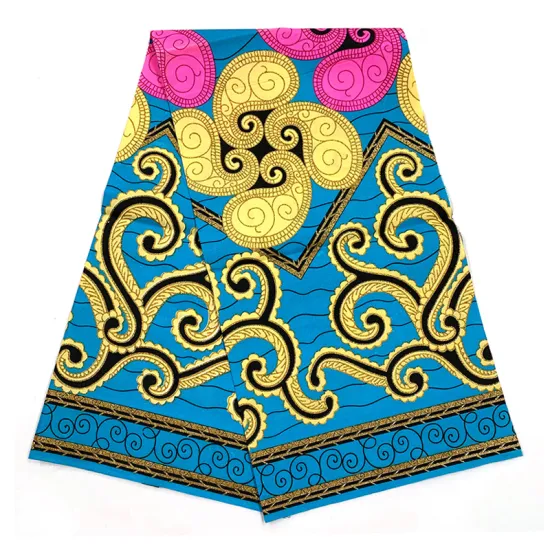 100% polyester wax african printed gold fabric
