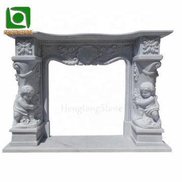 Customized Quyang European White Marble Fireplace Mantel with Child Design