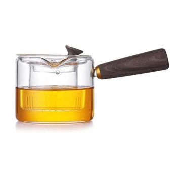 Thé à thé en verre de style japonais avec infuseur et poignée en bois - vente chaude