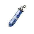 Sodalite Hexagonal Prism GunBlack Wizard Cap Pendant Keychain