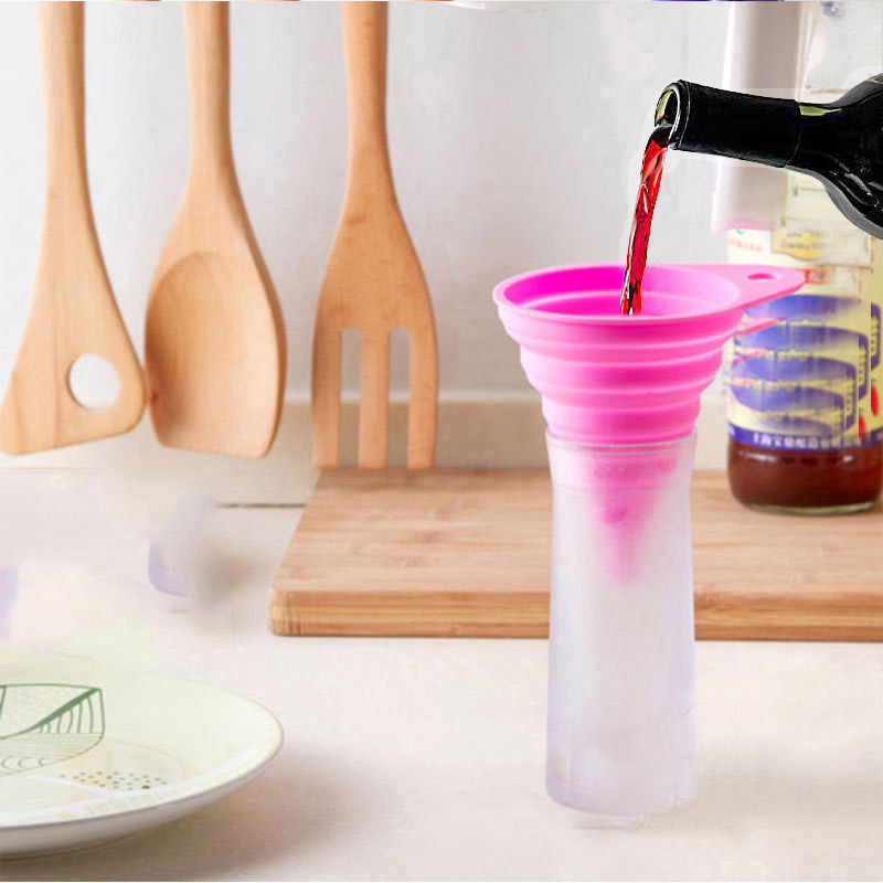 2018 Hot Sale New Kitchen Tool Silicone Funnel Food-grade Multi-layer Folding Silicone Portable Funnel 10 Colors