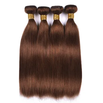 Shipping Now Wholesale Straight 4# honey brown Raw Indian Hair, Human hair Steam Processed Virgin Hair
