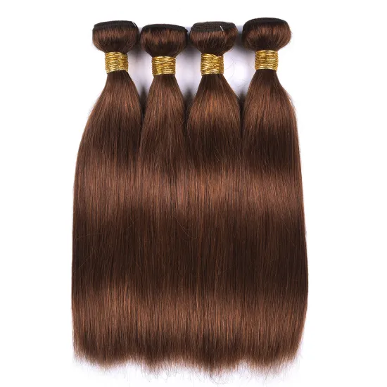 Shipping Now Wholesale Straight 4# honey brown Raw Indian Hair, Human hair Steam Processed Virgin Hair